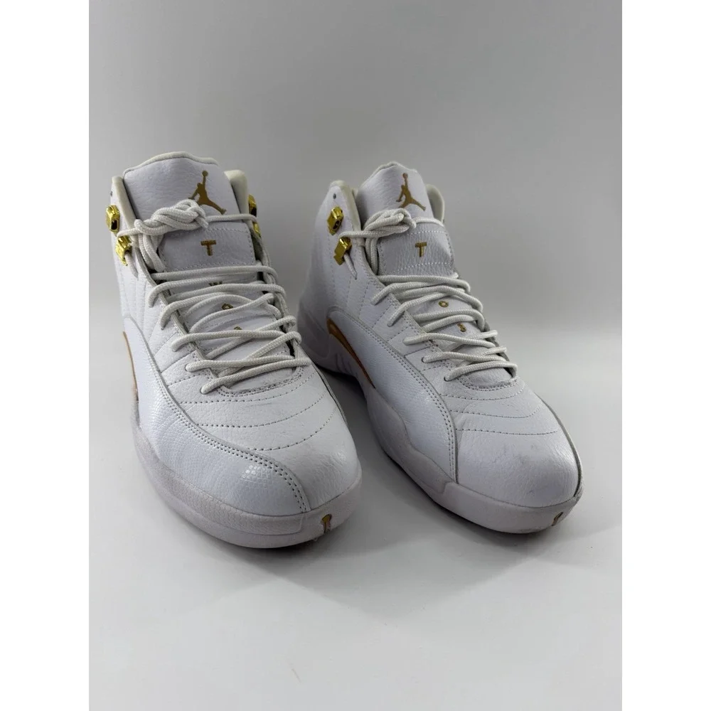 Nike Air Jordan 12 Retro Phantom Metallic Gold Mens Size 10 Sneakers White